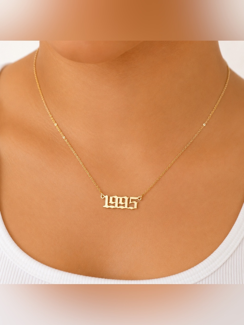 Gold '1995' Number Necklace - Women's Jewelry